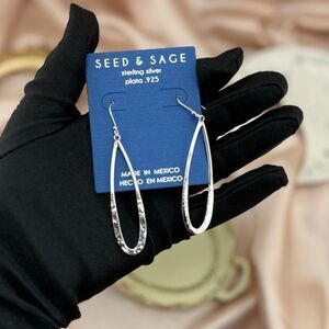 Seed & Sage Sterling Silver Hammered Drop Earrings (.925)